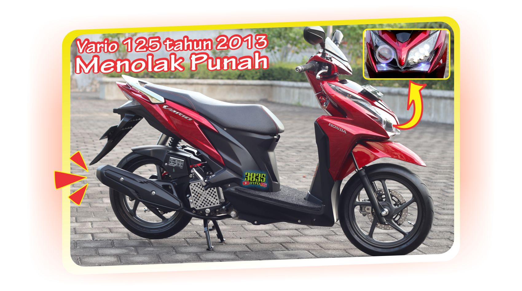 Modifikasi Vario 125 Tahun 2013. Ubah Cat dan Lampu Depan Tampilan Vario 125 Old Awet Muda