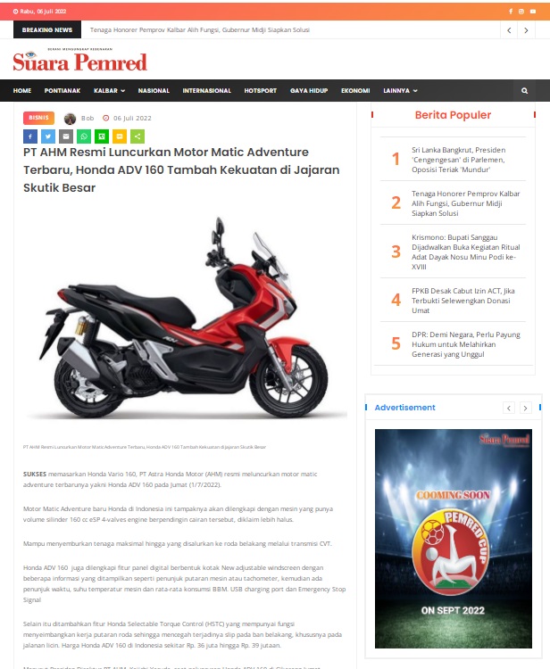 Motor Matic Adventure. PT AHM Resmi Luncurkan Motor Matic Adventure Terbaru, Honda