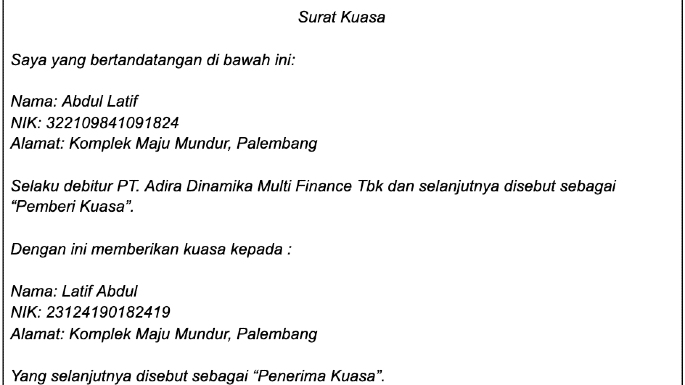 Contoh Surat Kuasa Pengambilan Bpkb Di Fif. Cara Membuat dan Contoh Surat Kuasa Pengambilan BPKB yang