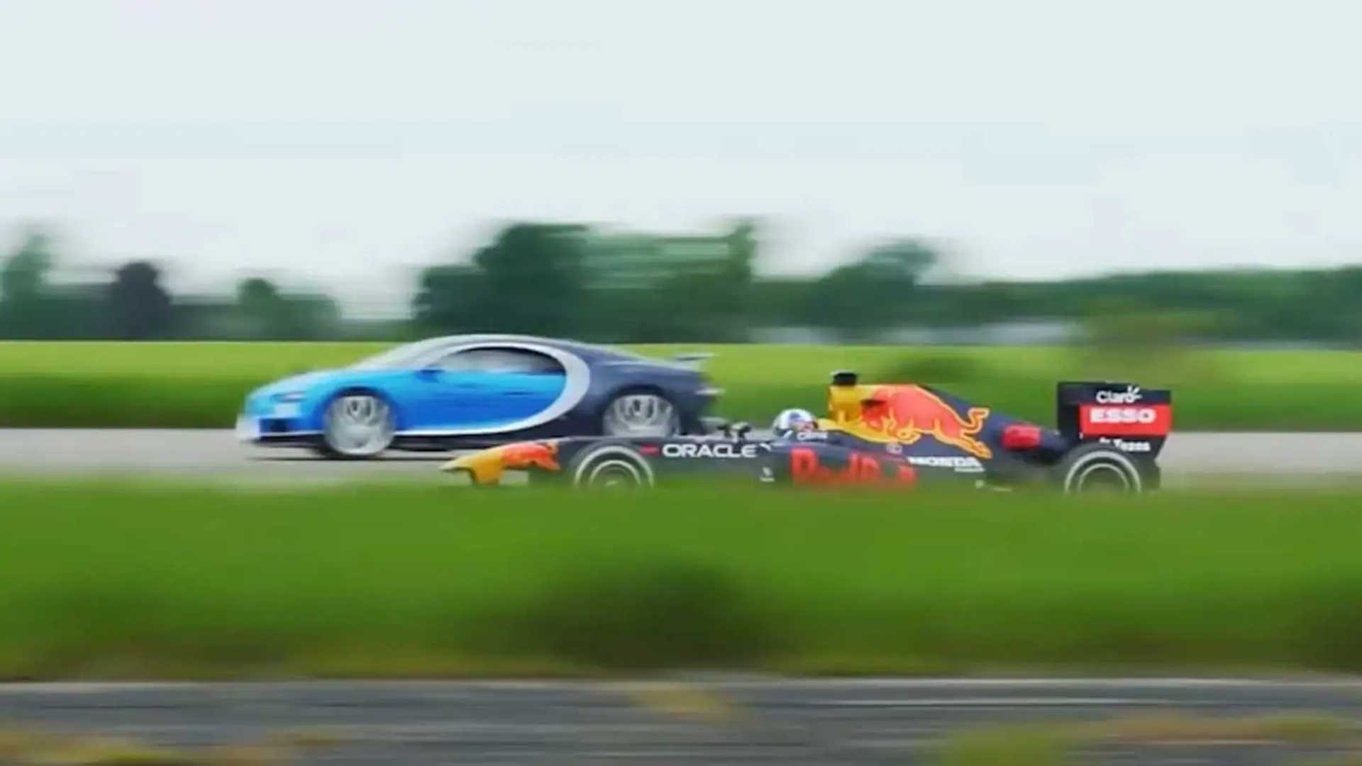 Drag Jet Darat. Mobil F1 vs Bugatti Chiron: Saat Hypercar Dipermalukan Jet Darat