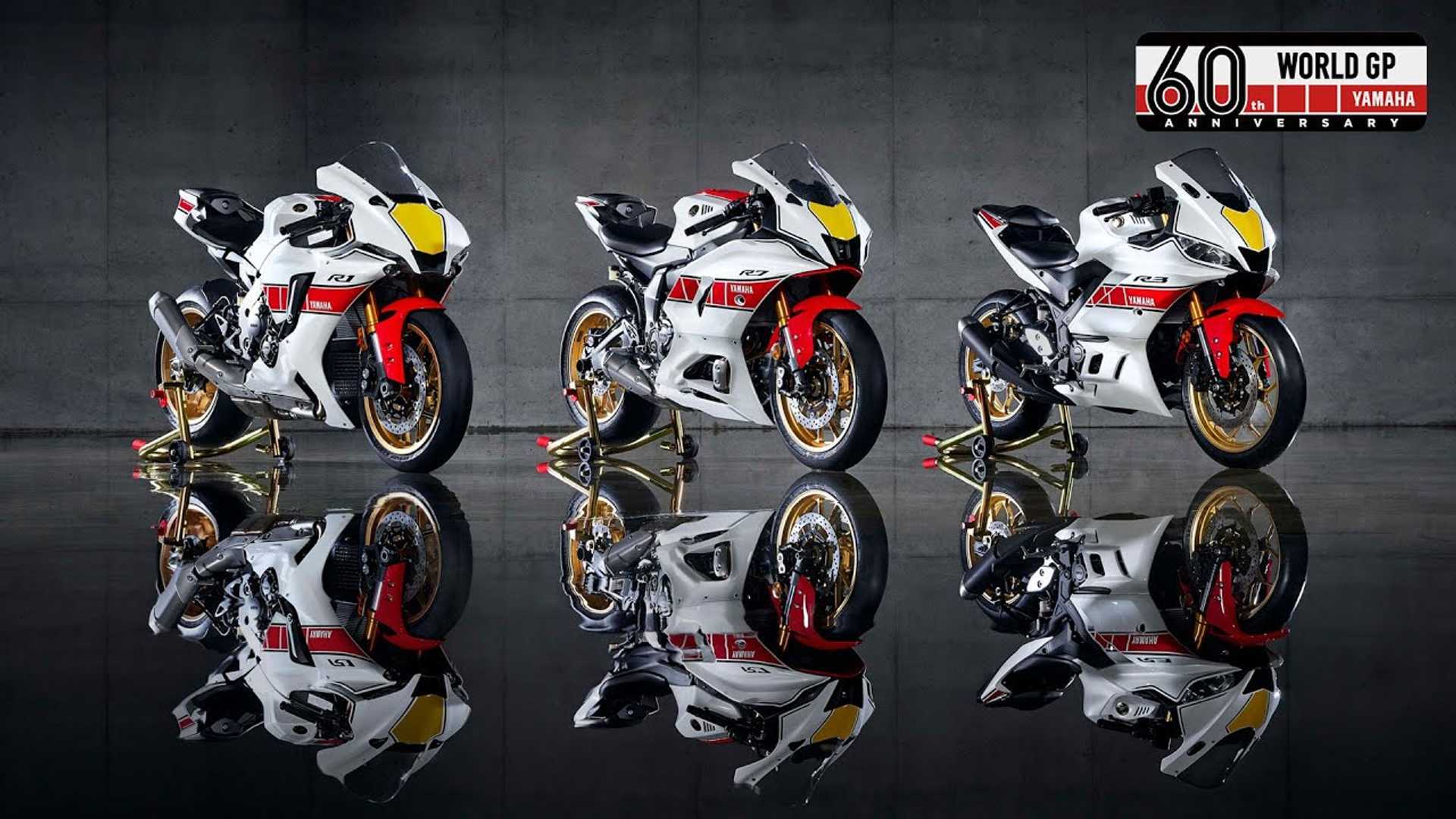 Yamaha 60th Anniversary. Yamaha Perkenalkan R1, R7, dan R3 2022 Livery 60th Anniversary