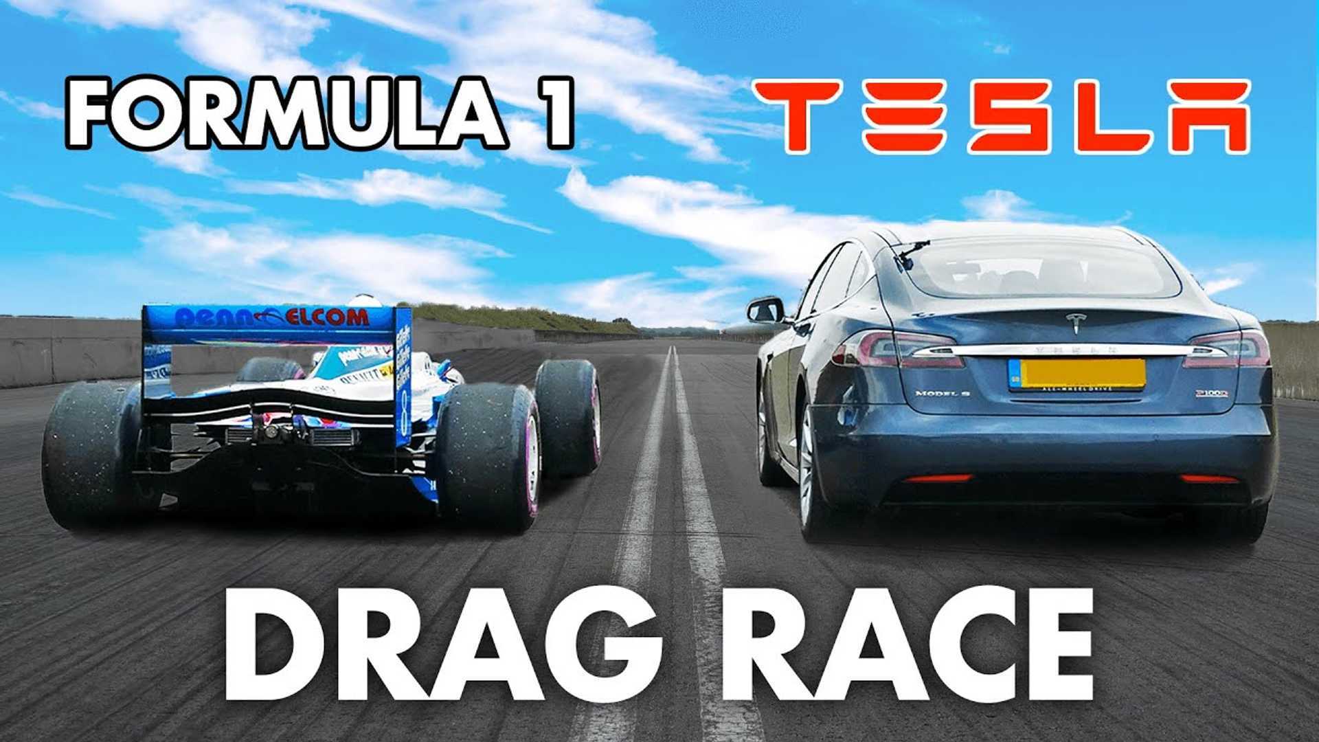 Drag Jet Darat. Mobil F1 Jadul vs Tesla Model S: Jet Darat Libas Mobil Listrik