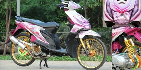 Honda Beat Airbrush Minimalis. Modifikasi Honda Beat: Grafis Minimalis dengan Laburan Pink