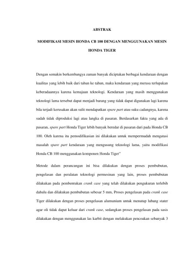 Modifikasi Mesin Honda Cb. MODIFIKASI MESIN HONDA CB 100 DENGAN MENGGUNAKAN