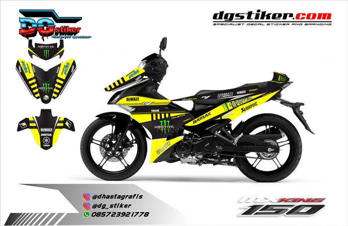 Decal Mx King Hitam. Decal Mx King Hitam Kuning Monster Dewalt DG Stiker