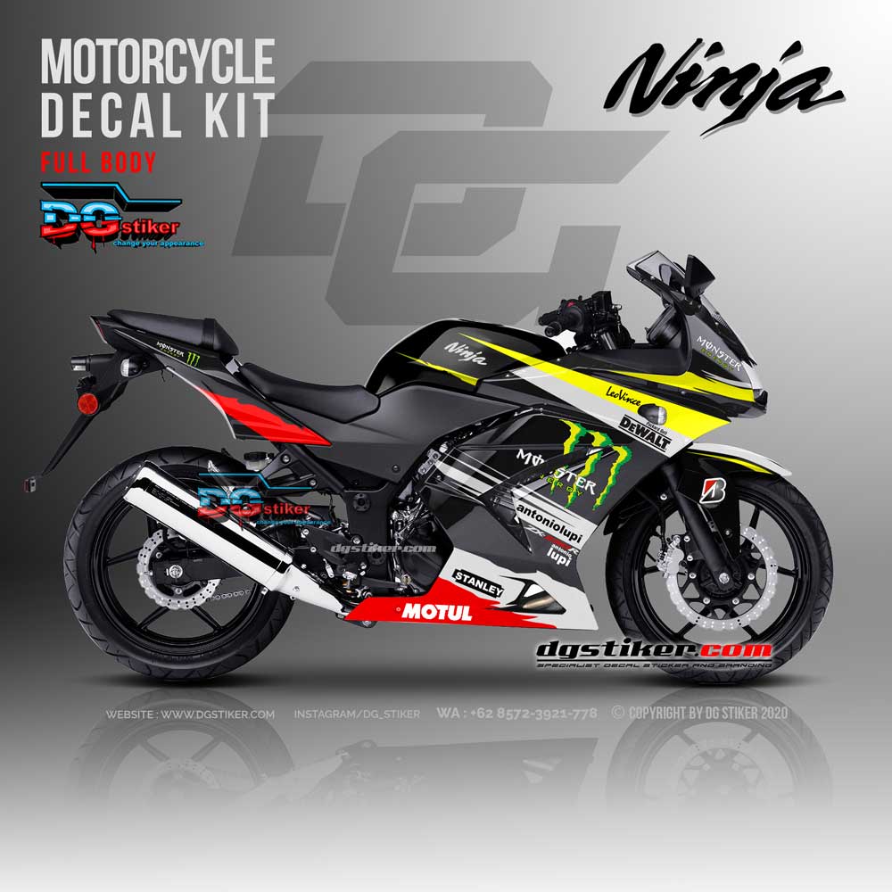 Ninja 250 Karbu Modif. Modifikasi Decal Stiker Ninja 250 Karbu Hitam Monster