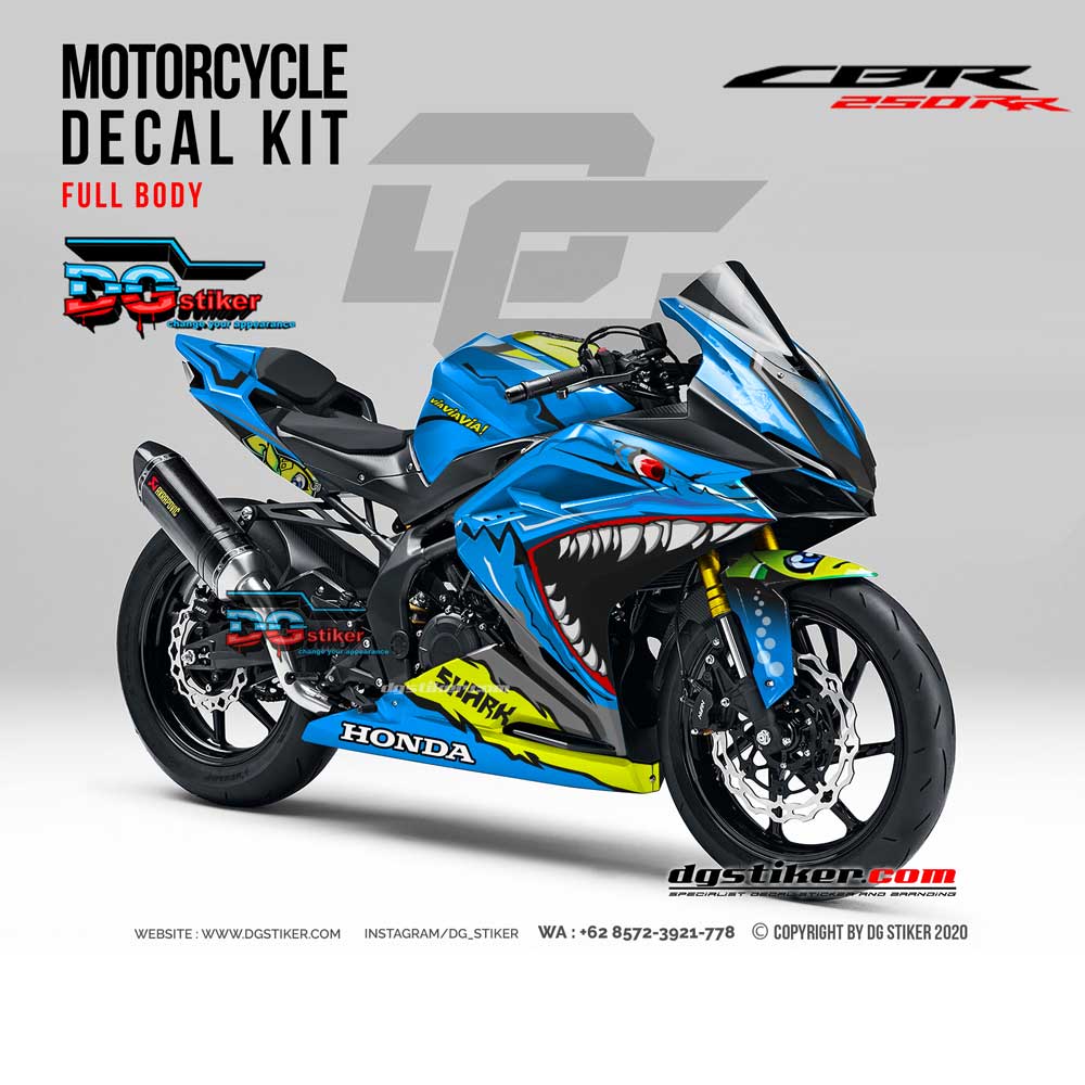 Cbr250rr Biru. Modifikasi Decal Sticker CBR250RR Biru Shark