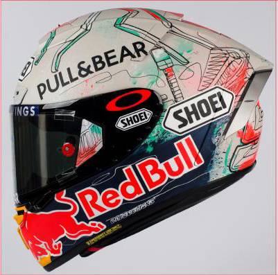 Marquez Catalunya Helmet. Helm Shoei Marc Marquez MotoGP Catalunya 2019 Special