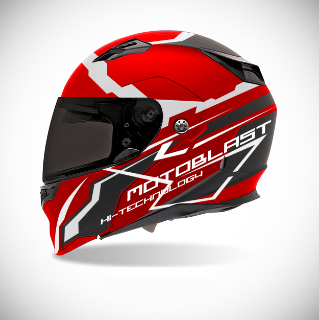 Desain Helm Simple. Graphic Kit Helmet Full face Red Motoblast