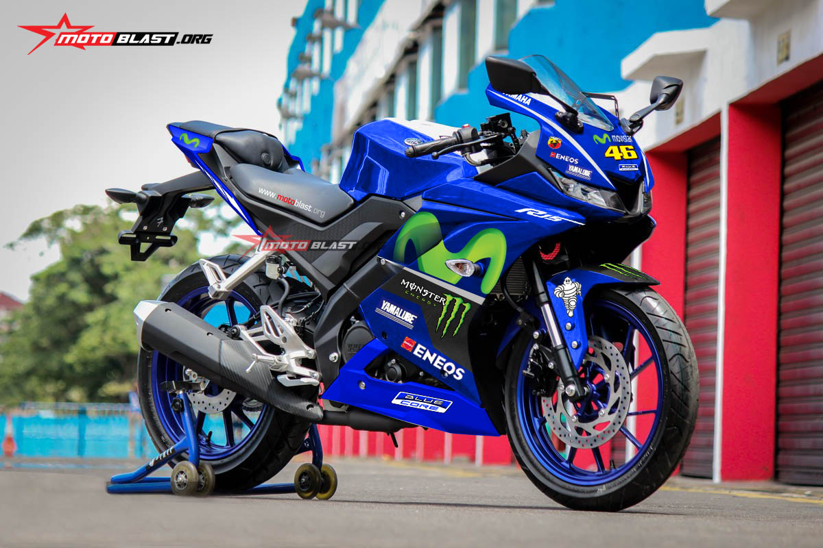 R15 Modif Motogp. Inilah 3 Modifikasi striping All new Yamaha R15 Movistar motogp