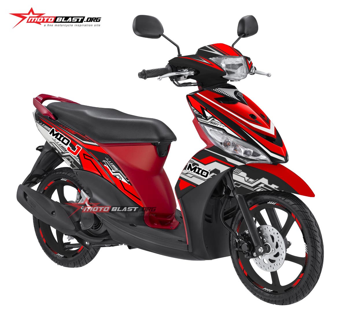 Modifikasi Mio J Merah Hitam. Modifikasi Striping Yamaha Mio J Hitech Red