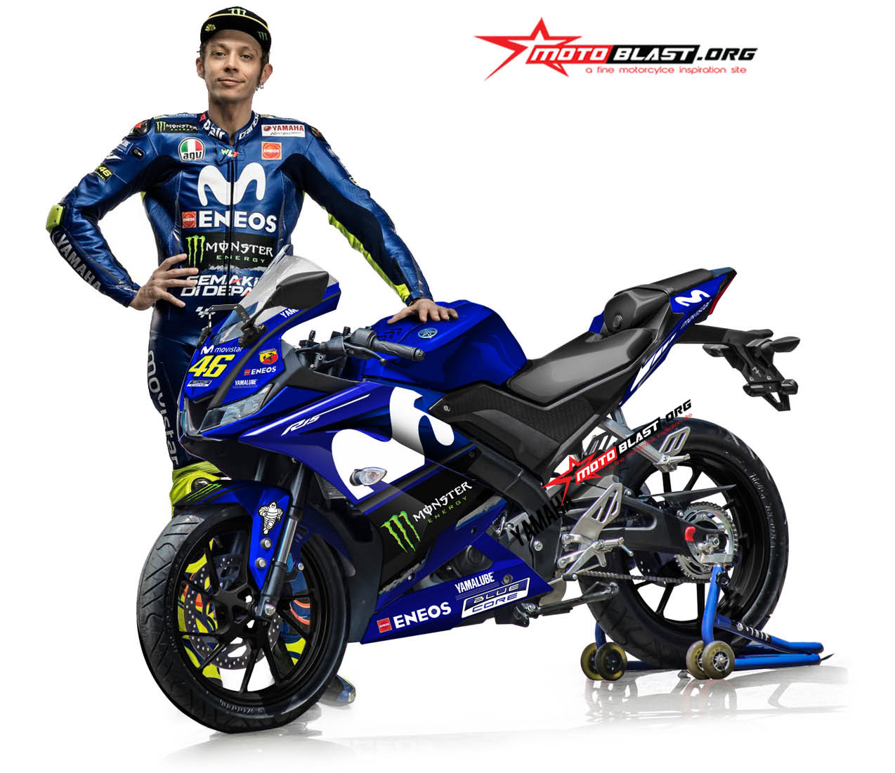 Modifikasi R15 V3 Warna Biru. Modifikasi striping Yamaha R15 V3 livery Movistar Motogp 2018