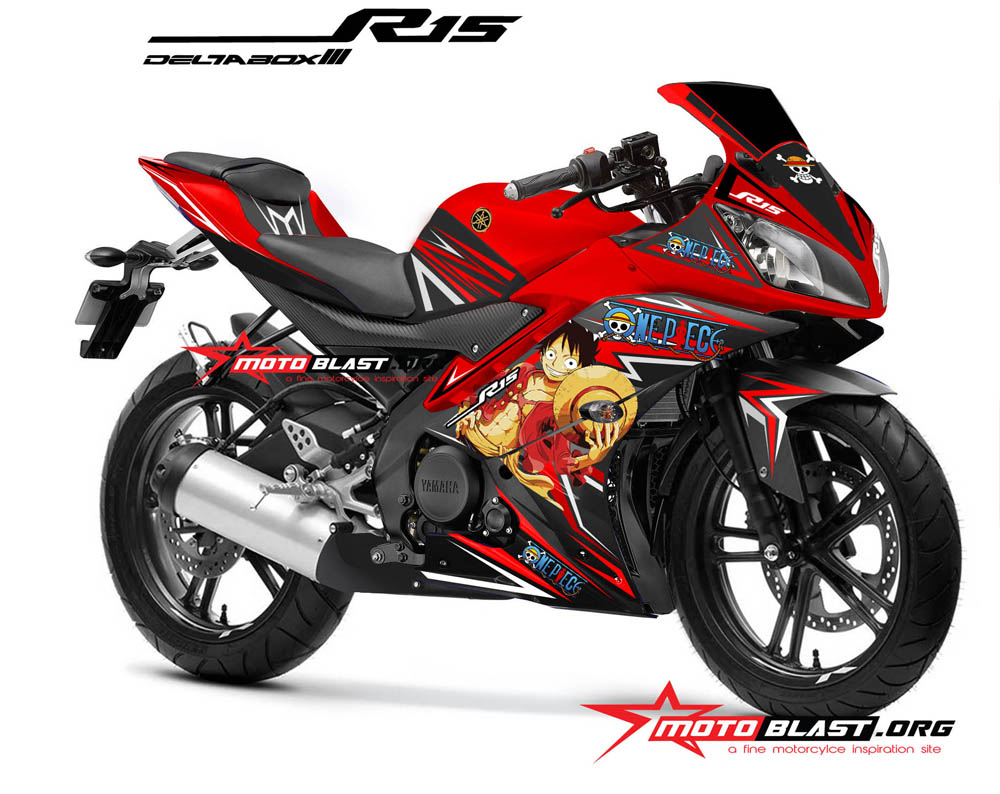 Modifikasi R15 V2 Warna Merah. Modifikasi Striping Yamaha R15 V2 One Piece