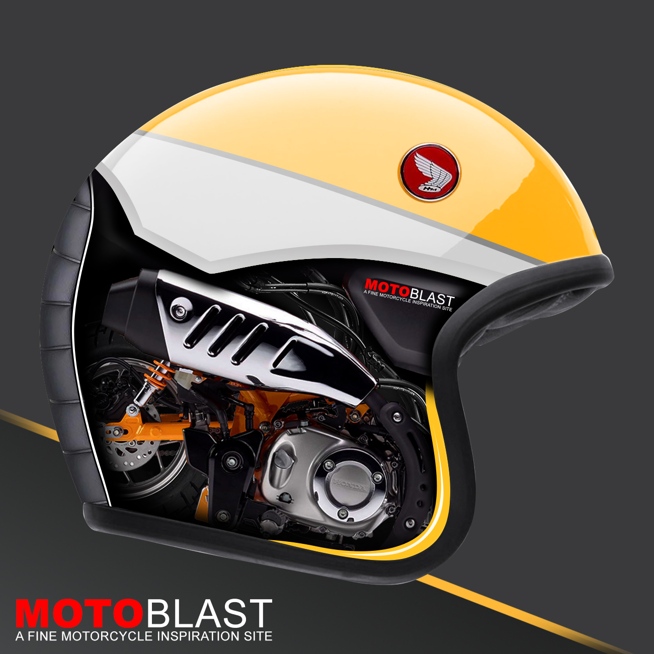 Helm Honda Modif. Graphic Kit Helm Retro tema Honda Monkey