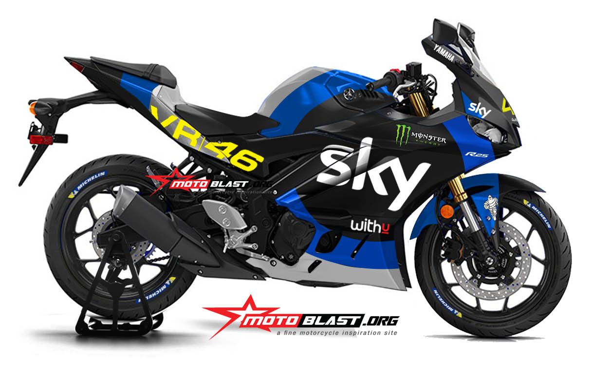 New R25 Modif. Modifikasi striping Yamaha New R25 Sky racing team VR46