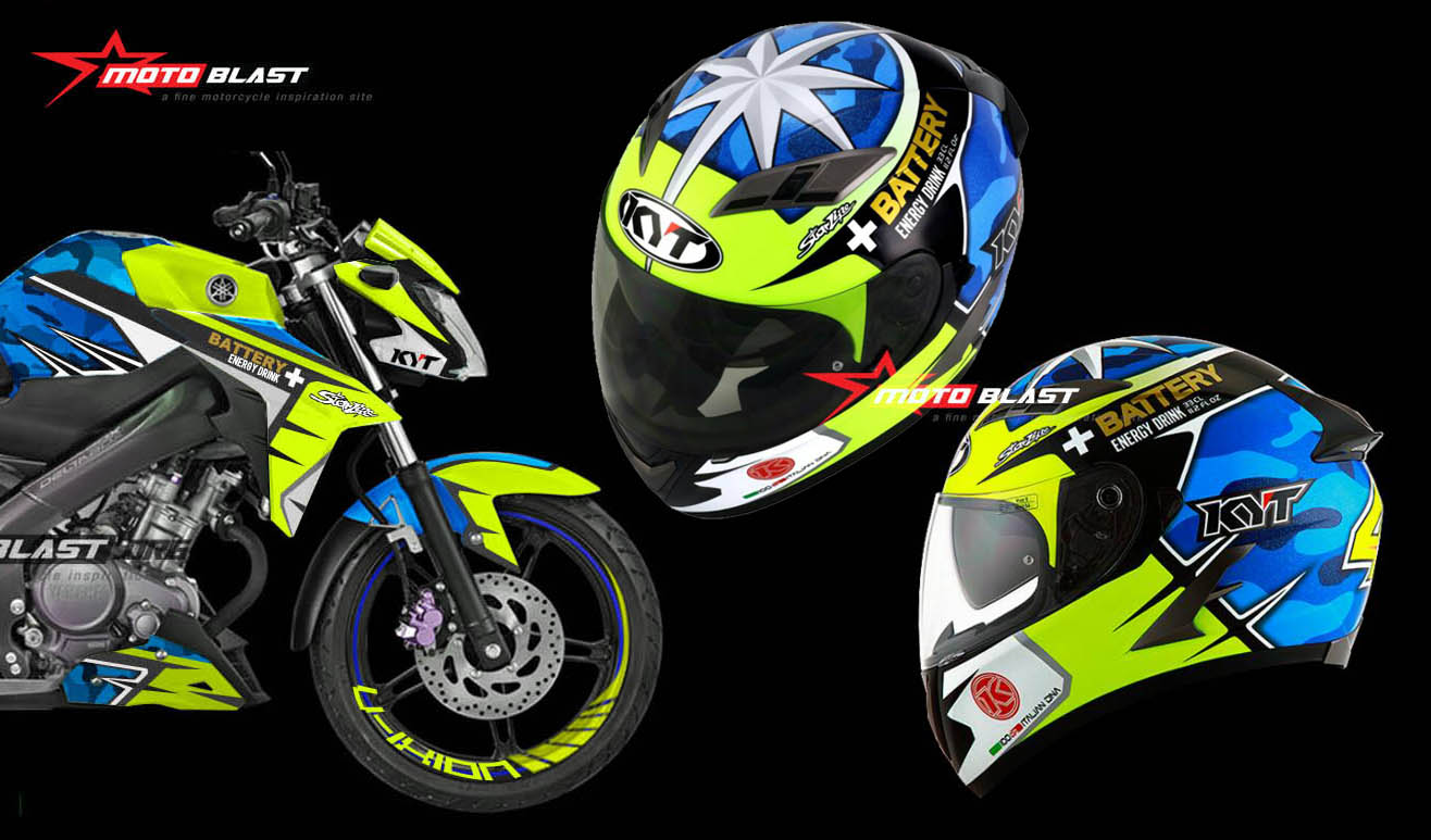 Helm Vixion Modif. Modifikasi Striping Yamaha New Vixion Advance livery Helmet Aleix