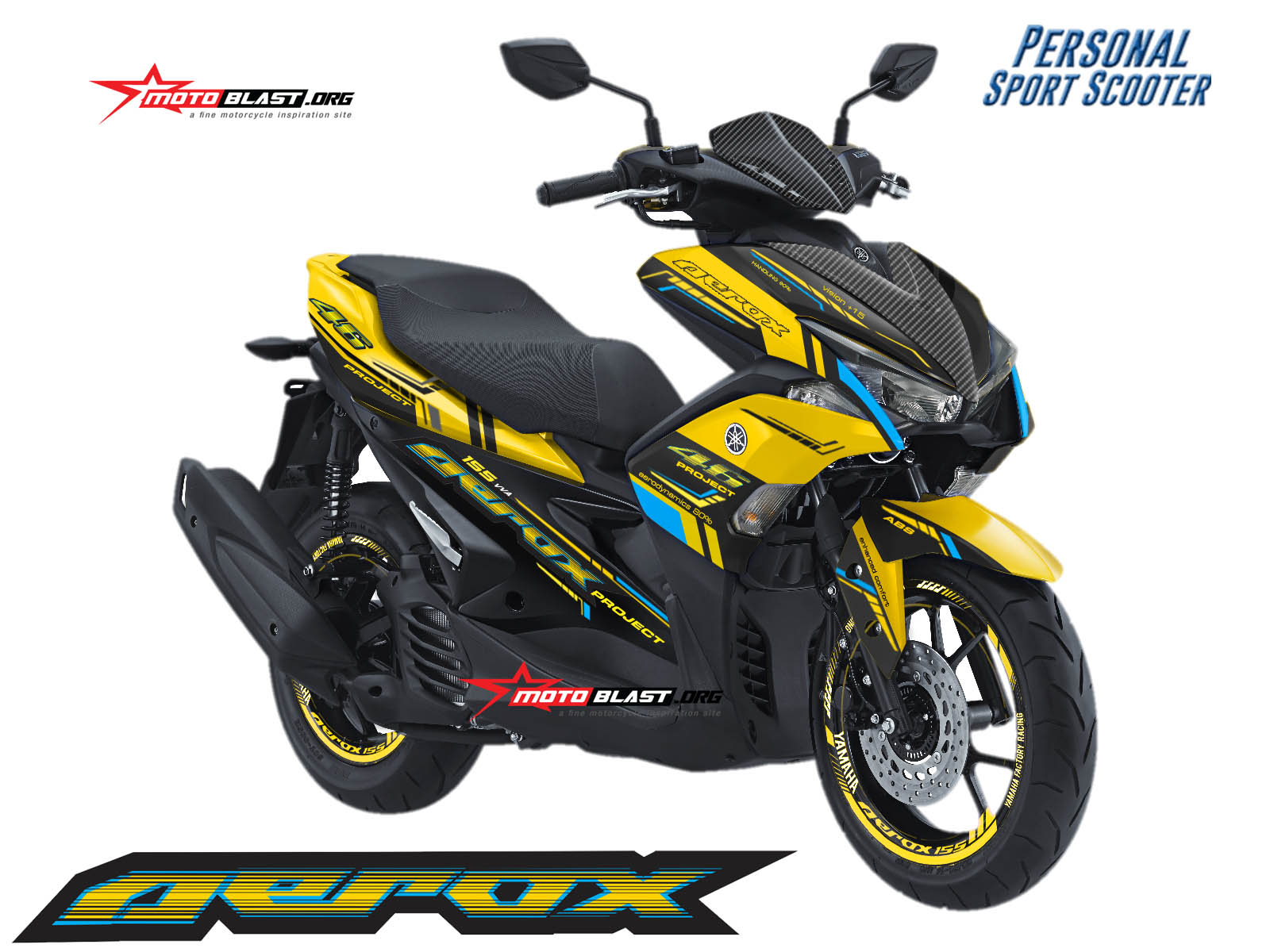 Modifikasi Aerox Warna Kuning. Modifikasi Striping untuk Yamaha Aerox 155 VVA Yellow VR46