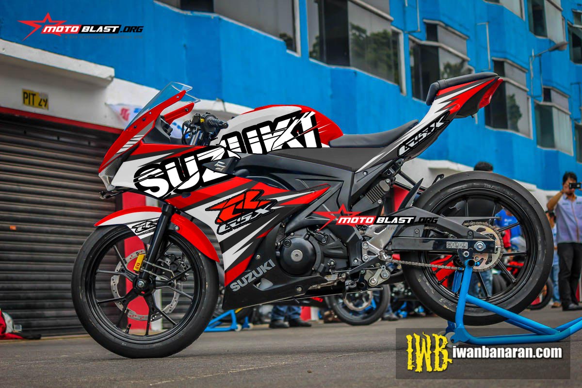 Gsx R150 Merah Modif. Modifikasi striping Suzuki GSX-R150 Red splash