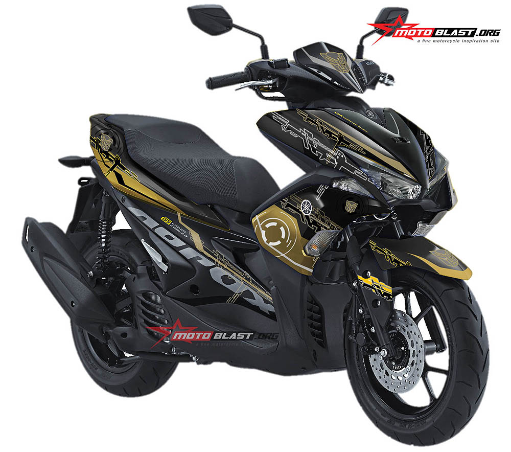 Modifikasi Aerox Putih. Modifikasi Striping Yamaha Aerox 155 Black Gold Hitech