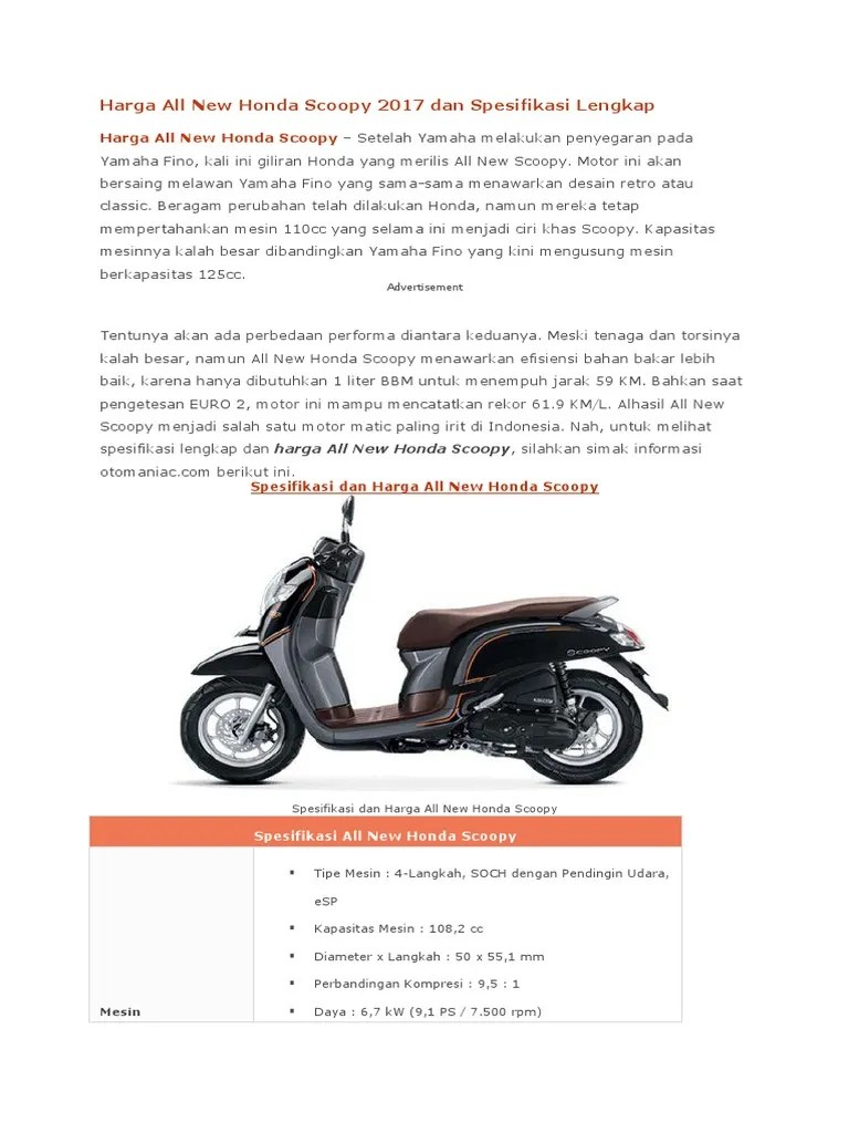 Honda Scoopy 2017 Spesifikasi. Harga All New Honda Scoopy 2017 Dan Spesifikasi Lengkap