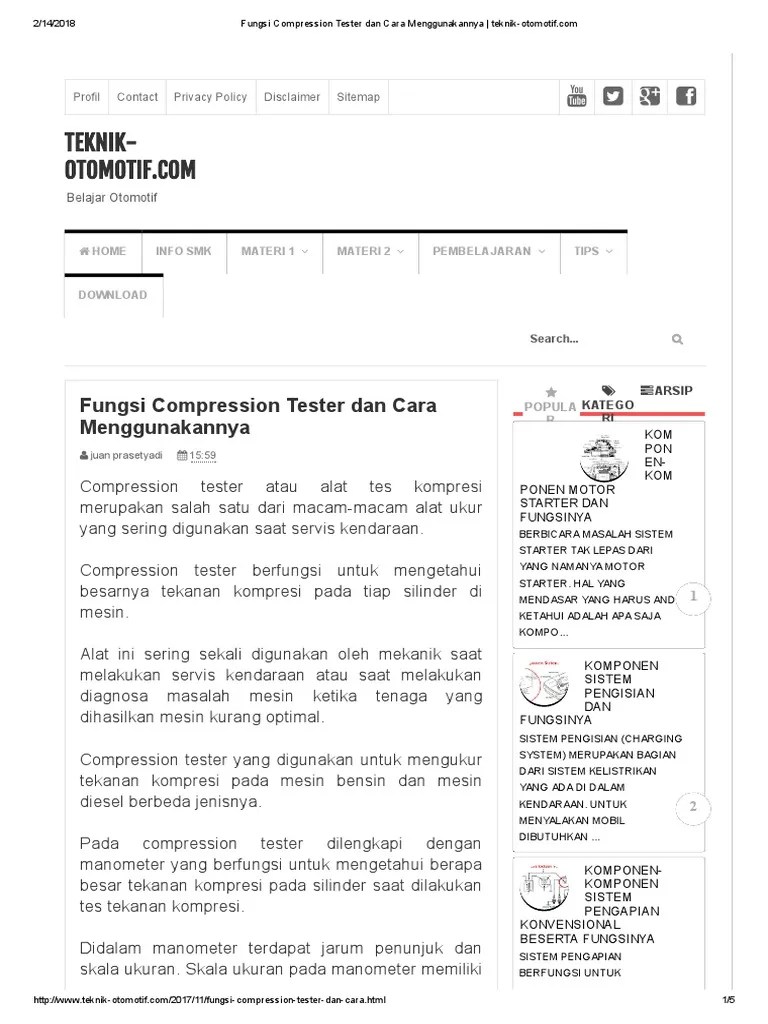 Fungsi Compression Tester. Fungsi Compression Tester Dan Cara Menggunakannya