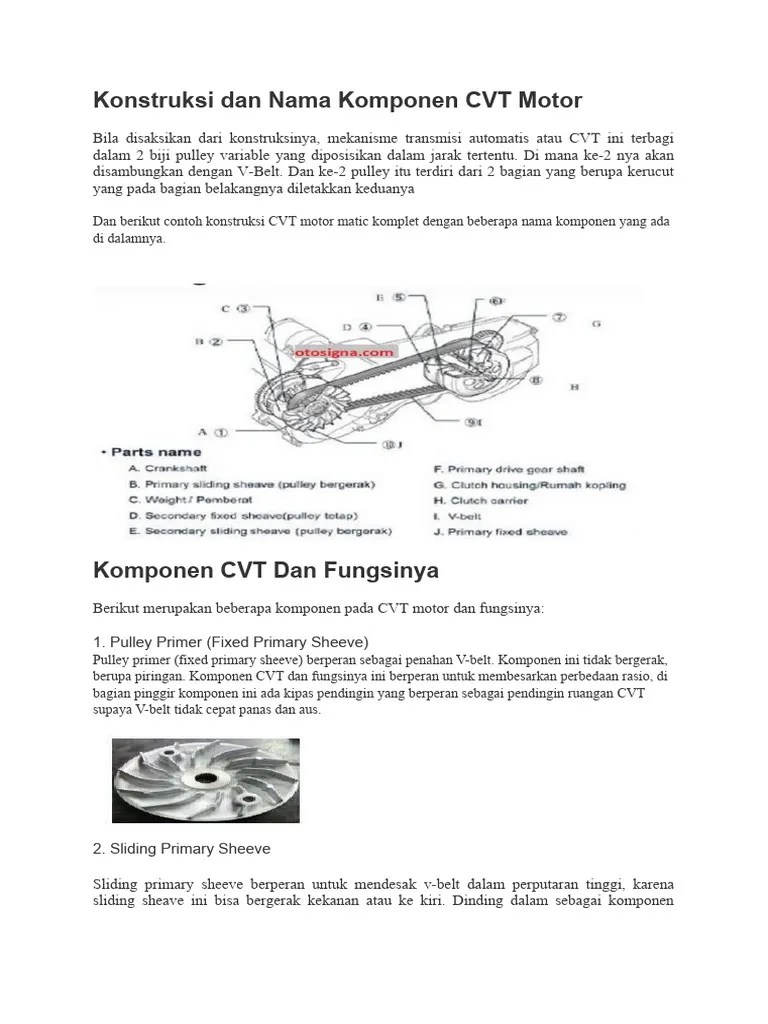 Gambar Komponen Cvt Dan Namanya. Konstruksi Dan Nama Komponen CVT Motor