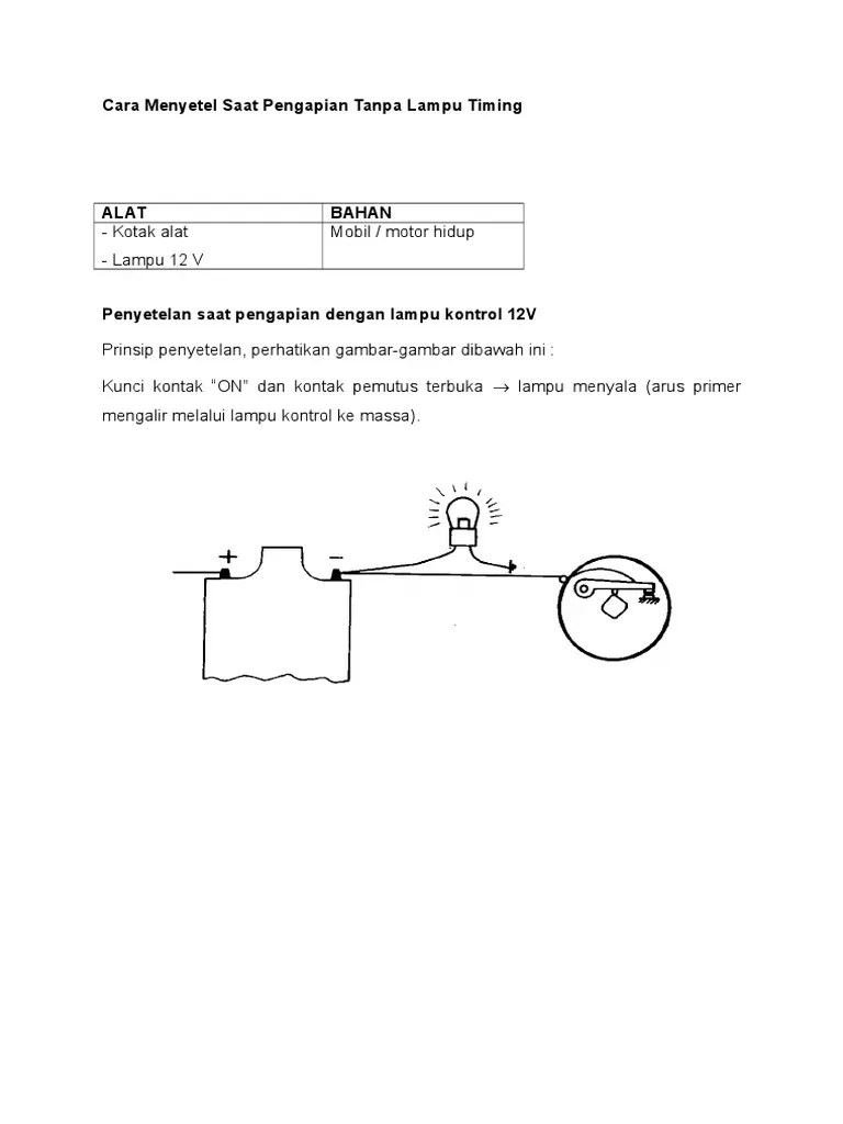 Cara Menyetel Pengapian Tanpa Alat Bantu. Cara Menyetel Saat Pengapian Tanpa Lampu Timing
