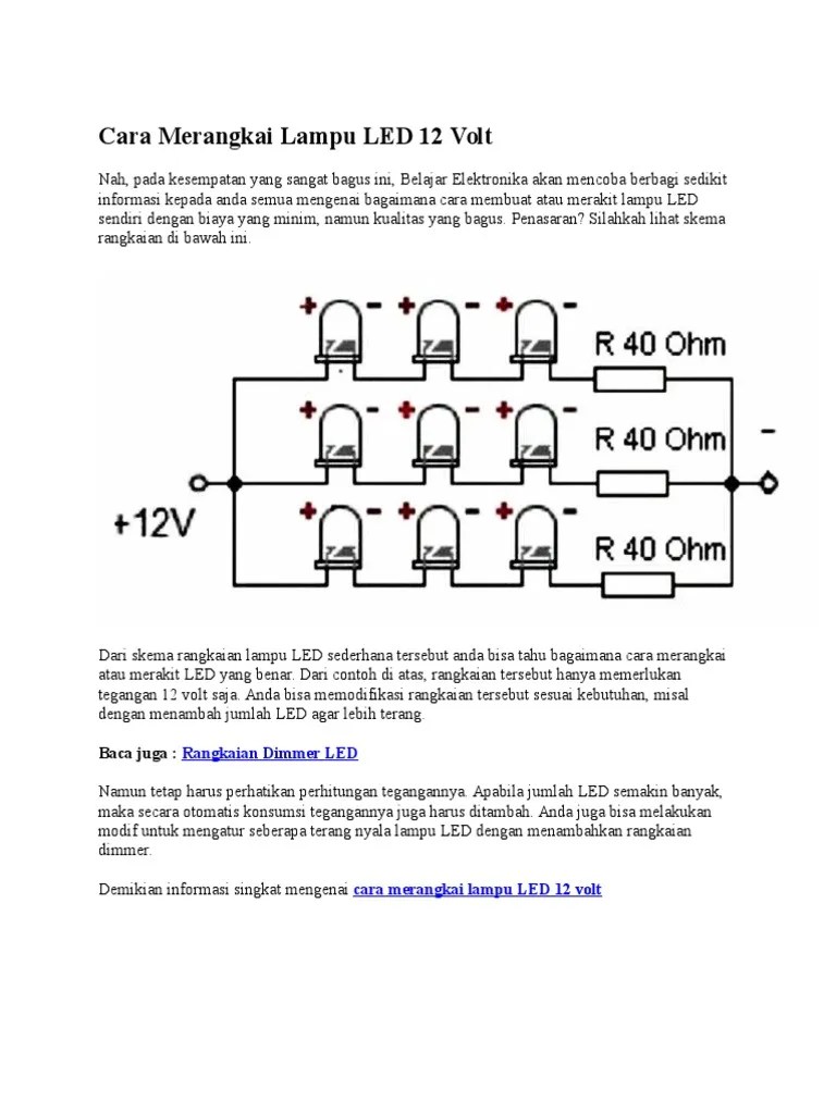 Cara Merangkai Lampu Led 12 Volt. Cara Merangkai Lampu LED 12 Volt