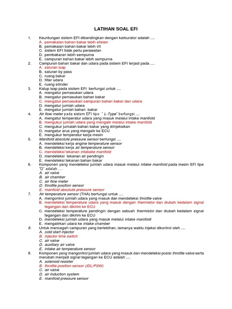 Oxygen Sensor Berfungsi Untuk Mendeteksi. Latihan Soal Efi