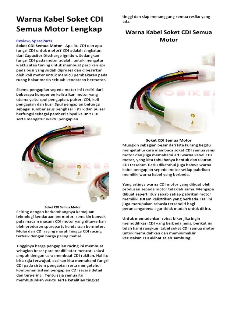 Warna Kabel Soket Cdi Grand. Warna Kabel Soket CDI Semua Motor Lengkap