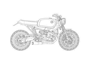 Sketsa Motor Drag. Buku Mewarnai Khusus Dewasa, Isinya Sketsa Motor-motor Custom