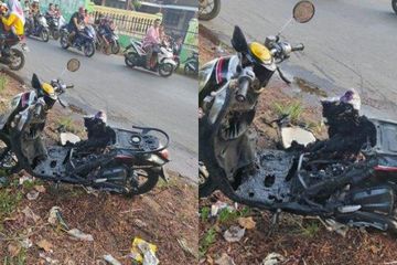 Bahaya Hp Di Dalam Jok Motor. Honda Scoopy Meleleh Setengah Badan, Bahaya Handphone