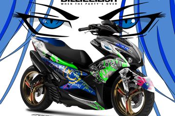 Modifikasi Lampu Aerox 155. Aerox 155 Kolaborasi dengan Billie Elish, Lampu Projector, Pelek