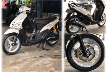 Modifikasi Yamaha Mio Sporty. Yamaha Mio Sporty Tampil Fresh, Restomod Total Berkaki-kaki