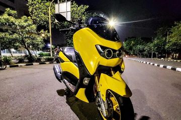 Nmax Kuning Modifikasi. Sorot Lampu Dual Proyektor, Yamaha All New NMAX Kuning Tampil