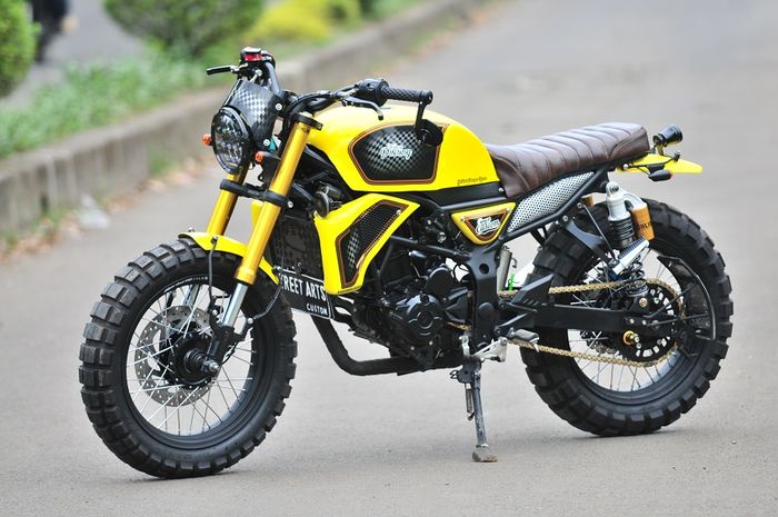 Biaya Modif Ninja 250 Jadi Scrambler. Edan Motor Kawasaki Ninja RR Mono Berubah Total Jadi Scrambler