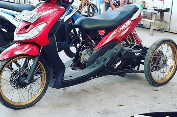 Biaya Modifikasi Motor Jadi Roda 3. Yamaha Mio Dimodifikasi Jadi Roda 3, Pakai Komponen RX-King