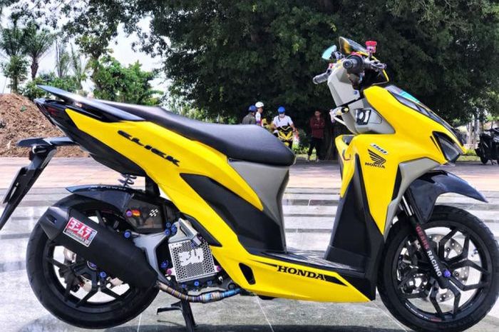 Modifikasi Vario 150 Warna Kuning. Berbalut Kelir Kuning Full Aksesoris, Honda Vario 150 Tampil Keren