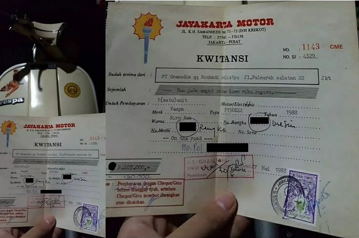No Rangka Vespa Px. Kwitansi Vespa PX Exclusive 2 Tahun 1988, Harga Barunya Cuma