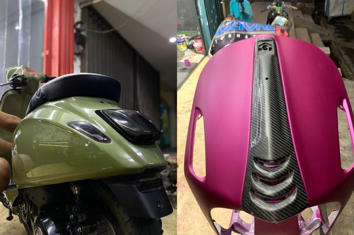 Modifikasi Motor Vespa. Mulai Rp 2 Jutaan, Modifikasi Motor Repaint Cat Body Vespa Matic