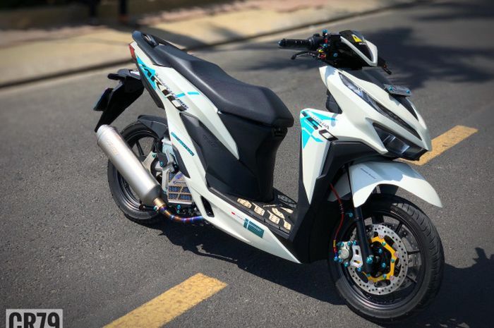 Vario Biru Muda. Modifikasi Motor Honda Vario 150 Pede Cakram Ganda di Depan