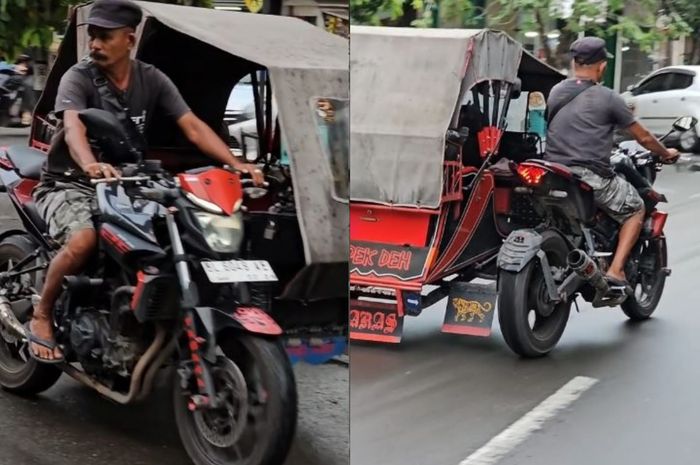 Becak Motor Modifikasi. Heboh Modifikasi Motor Yamaha MT-25 Jadi Becak Motor di Aceh