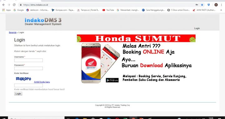 Cara Booking Service Motor Honda. BOOKING VIA HONDA SUMUT – PT. Indako Trading Coy
