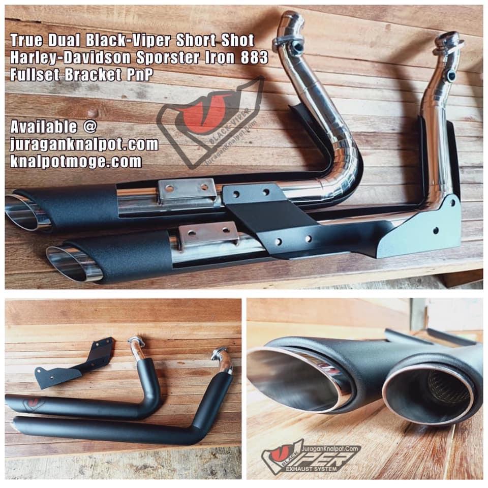 Knalpot Harley Davidson Sportster. Knalpot True Dual Black-Viper Short Shot Harley-Davidson