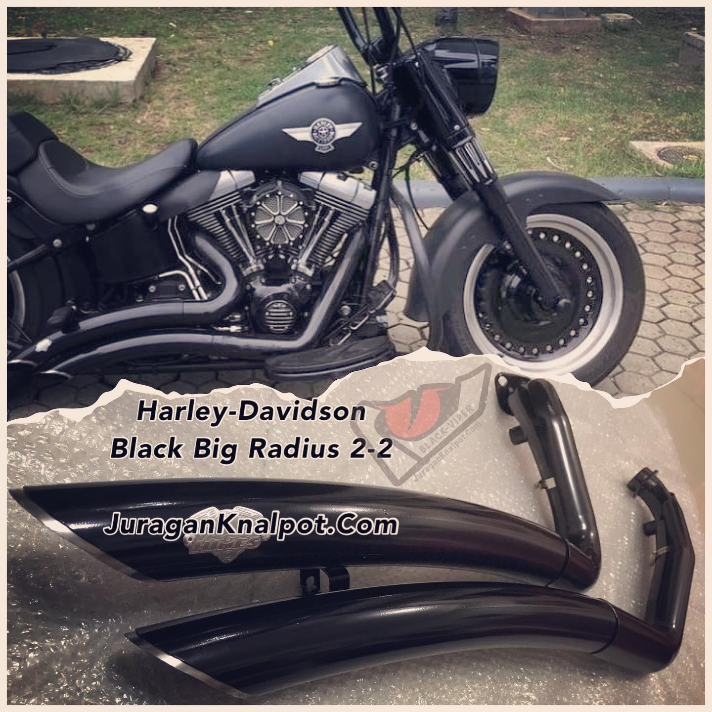 Knalpot Harley Davidson. Knalpot Black Big Radius untuk Motor Harley-Davidson