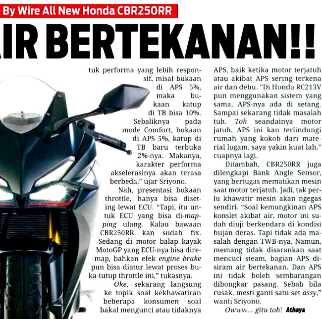 Throttle By Wire Cbr250rr. Kelemahan dari throttle by wire seperti yang diterapkan di new