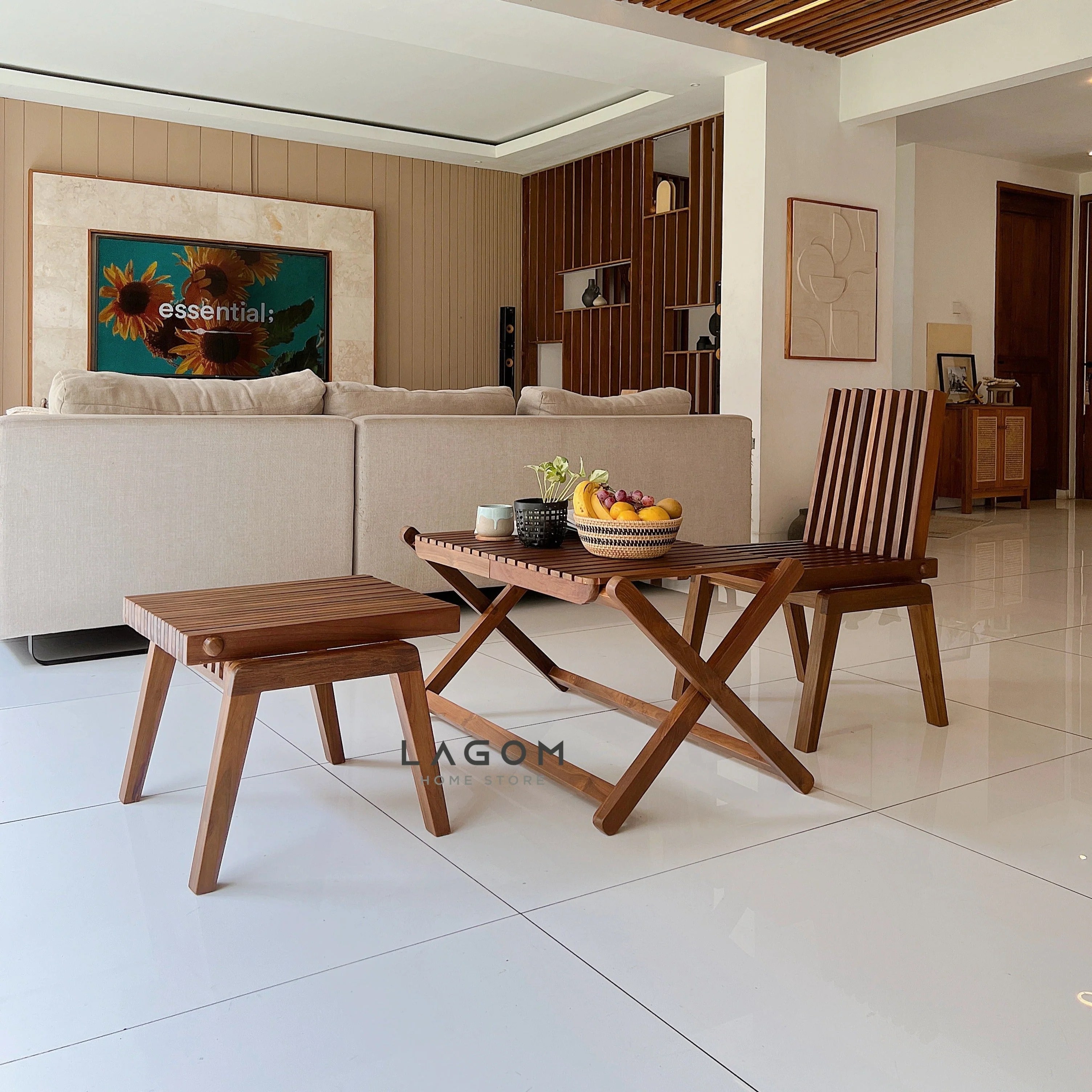 Kursi Lipat Kayu. Set Meja Kursi Lipat