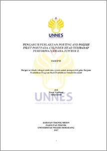 Head Jupiter Z1. PENGARUH PERLAKUAN PORTING AND POLISH INLET PORT