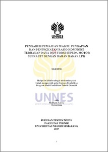 Pengapian Supra Fit. PENGARUH PEMAJUAN WAKTU PENGAPIAN DAN