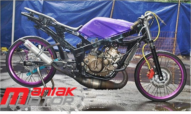 Rangka Mio Drag Standar Modif. Modifikasi Ninja 150 Drag Bike; Tinggi Lubang Buang 28,8 mm